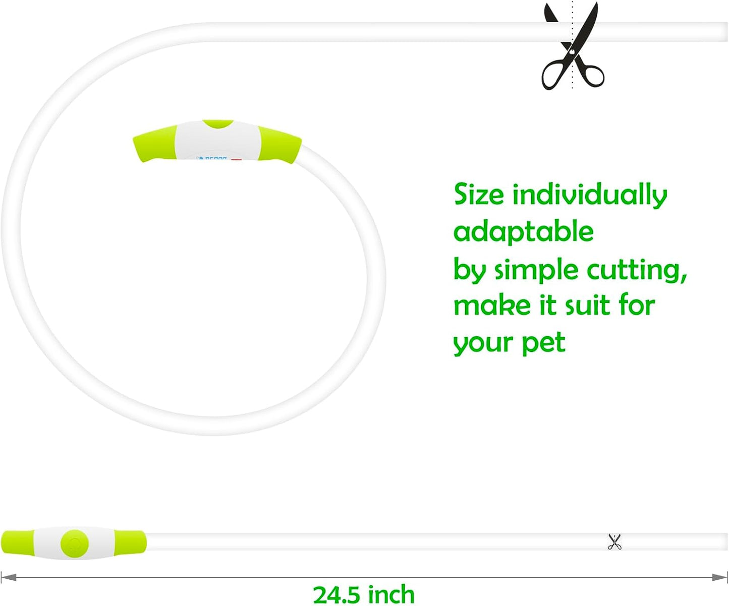 Led Dog Collar, USB Rechargeable Flash Dog Necklace Light, Pet Safety Collar Makes Your Beloved Dogs Be Seen at Night for Small Medium Large Dogs(Green)