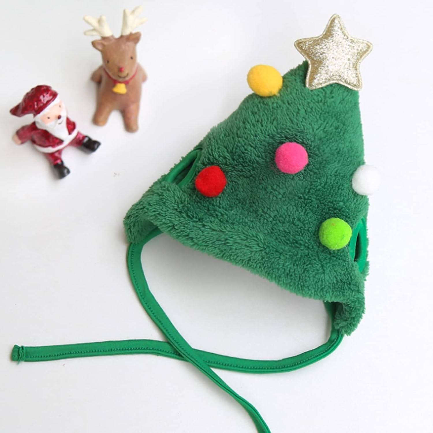 Christmas Dog Bandana Set with Hat Accessories for Small Medium Dogs Cats Pet Scarf Triangle Bibs Dog Christmas Costume Senta Elk Handkerchiefs Scarfs (L, Green+White)