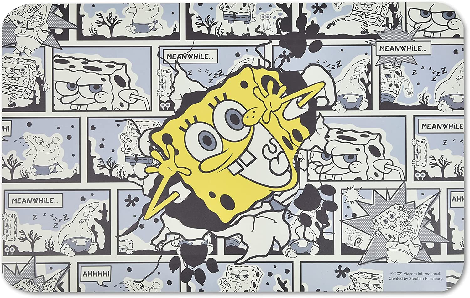 Spongebob Squarepants for Pets Peek-A-Boo Silicone Dog Placemat | Non-Slip Bottom, Leak Proof for Food & Water