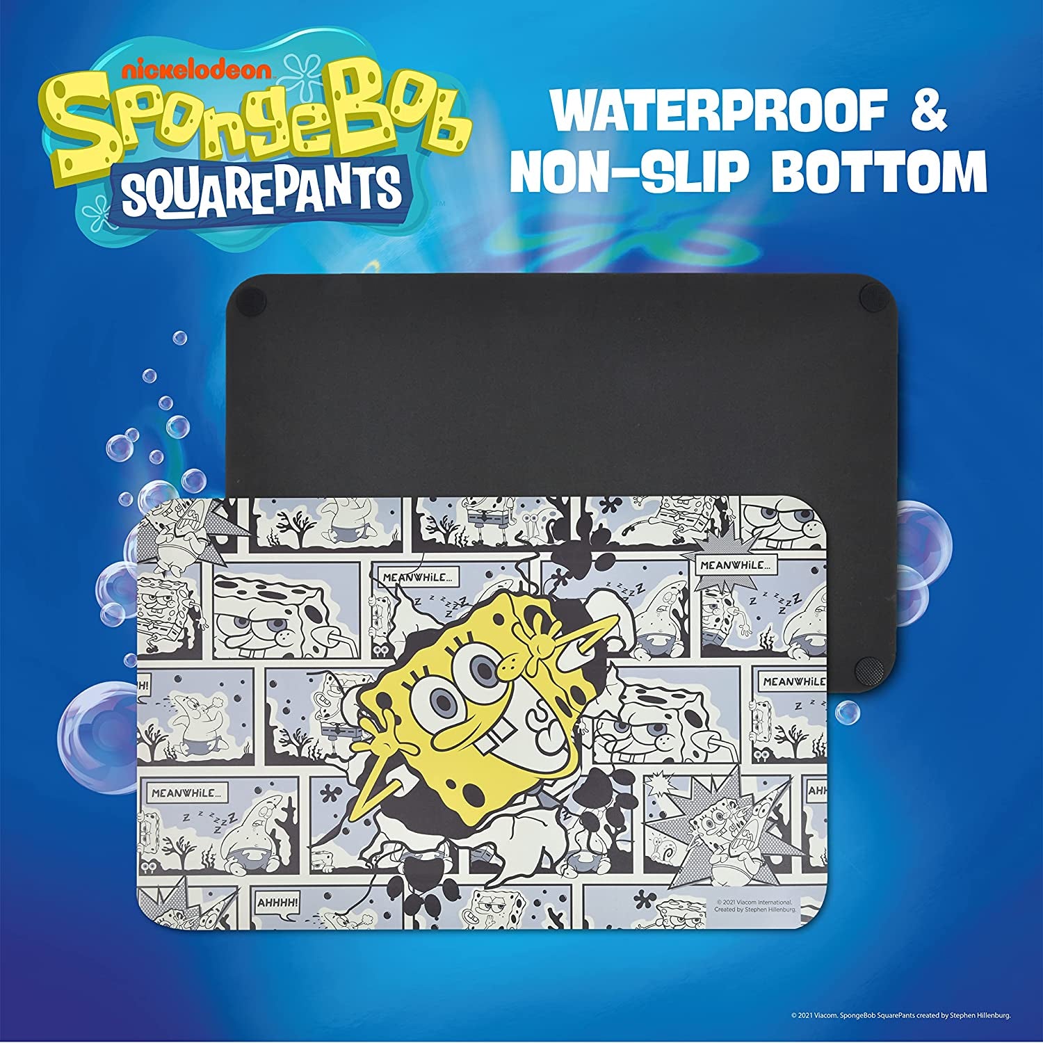 Spongebob Squarepants for Pets Peek-A-Boo Silicone Dog Placemat | Non-Slip Bottom, Leak Proof for Food & Water