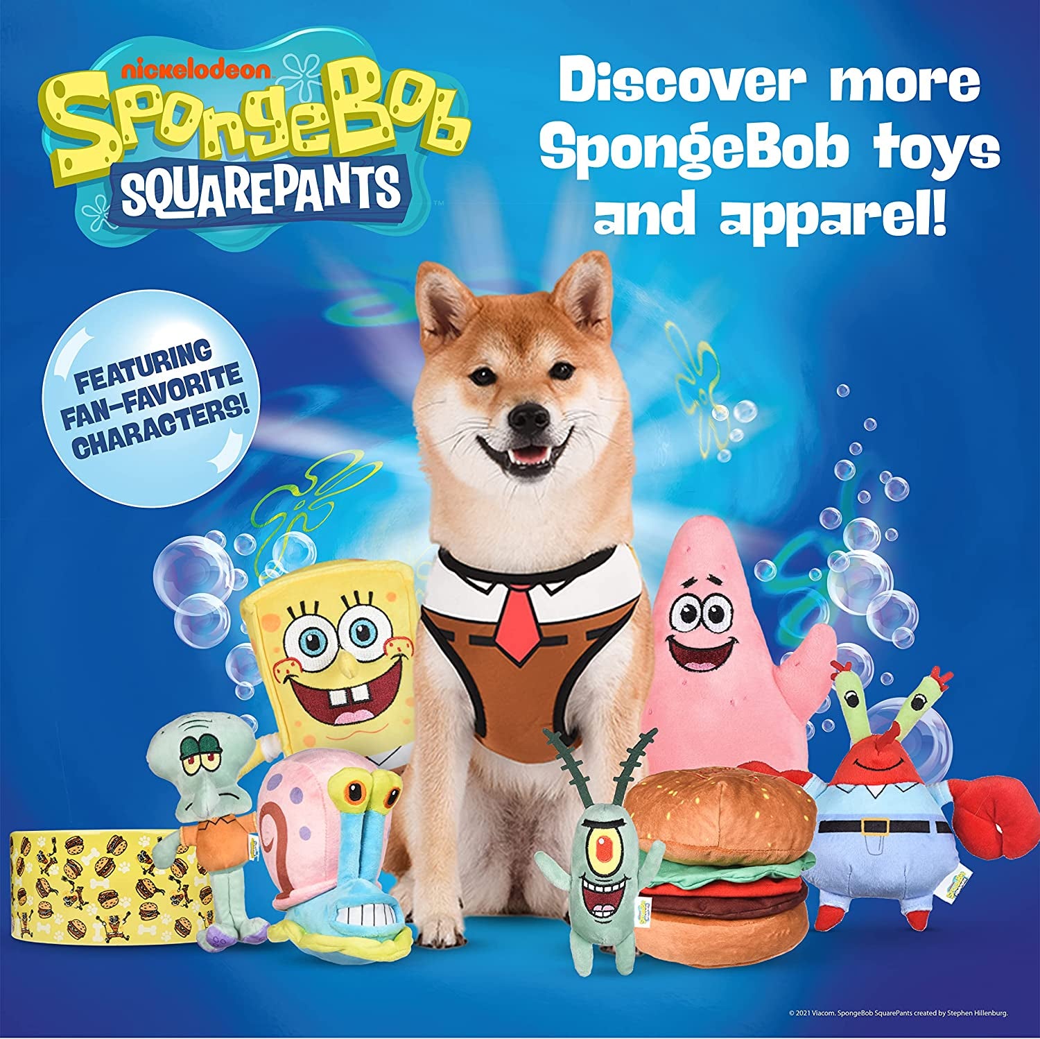 Spongebob Squarepants for Pets Peek-A-Boo Silicone Dog Placemat | Non-Slip Bottom, Leak Proof for Food & Water